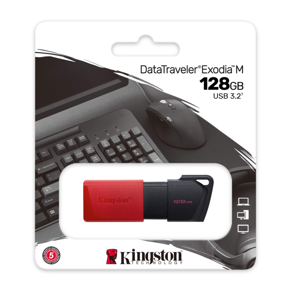 Kingston DataTraveler Exodia M, Unidad flash USB de 128 GB, USB 3.2 Gen 1, Negro/Rojo · DTXM/128GB