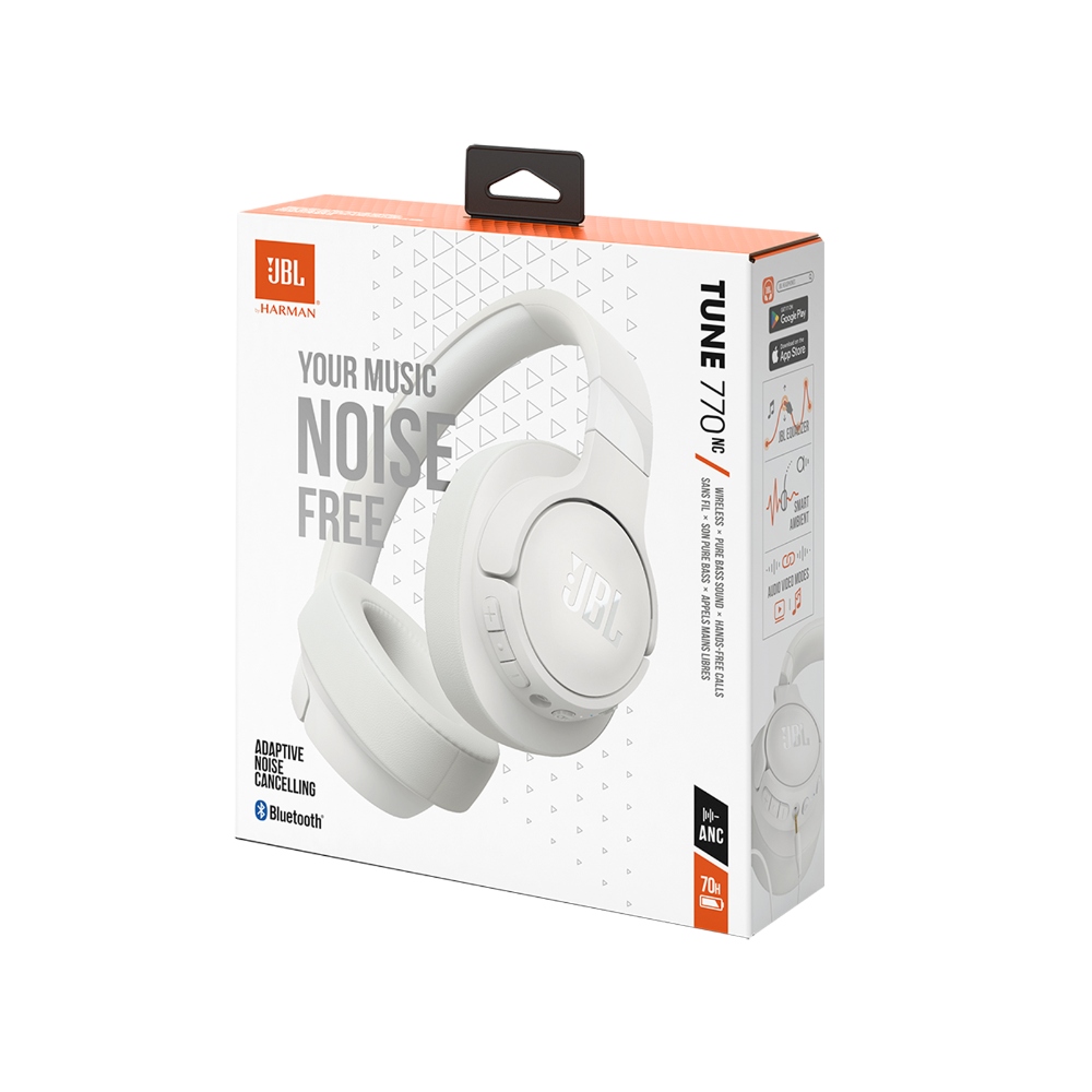 JBL TUNE 770NC, Auriculares inalámbrico Bluetooth/3.5mm, ANC, 70h (Blanco) · JBLT770NCWHTAM