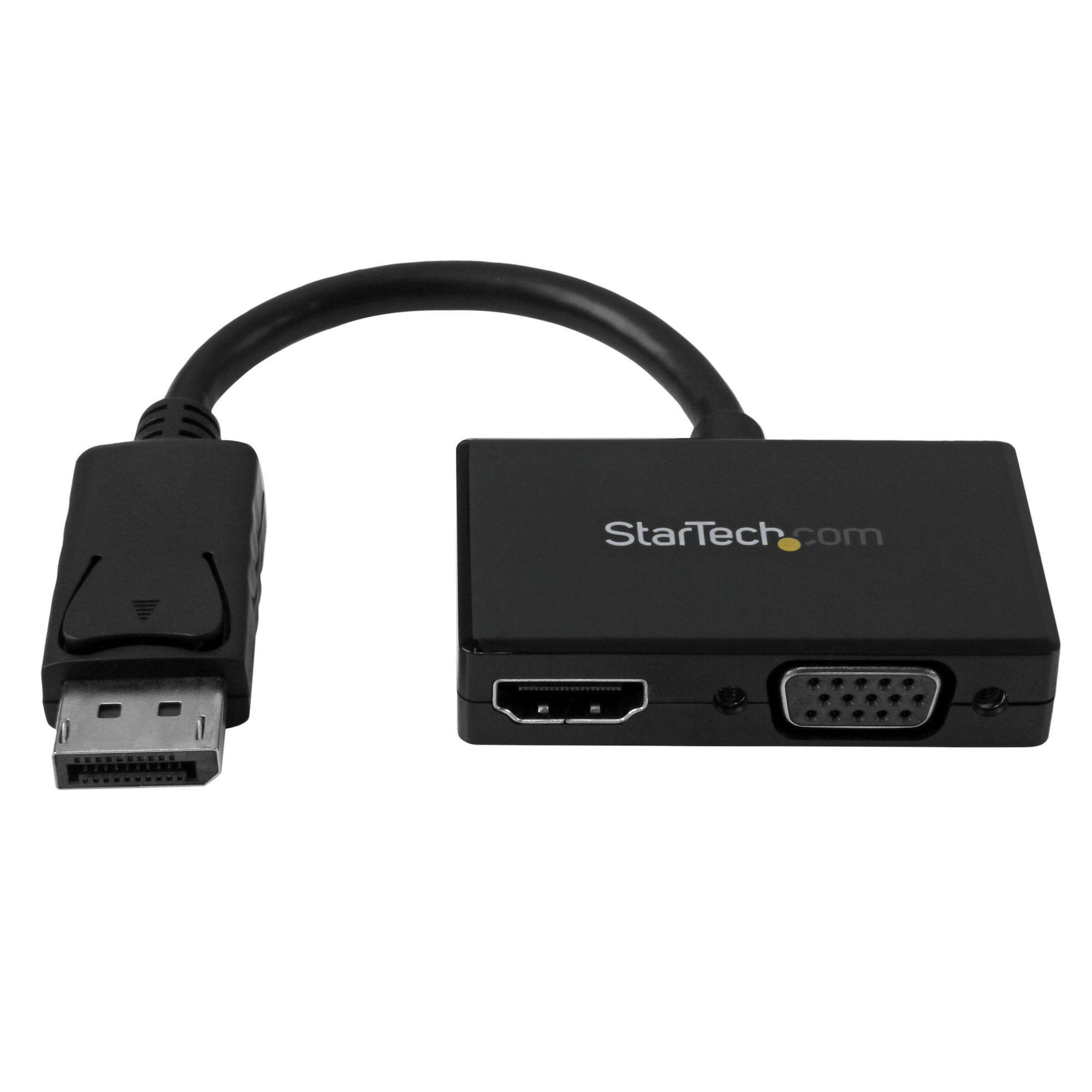 StarTech.com Adaptador DP de Audio/Vídeo para Viajes - Conversor DisplayPort a HDMI o VGA compatible con Thunderbolt - 1920x1200 - Vídeo conversor - DisplayPort - HDMI, VGA - negro · DP2HDVGA