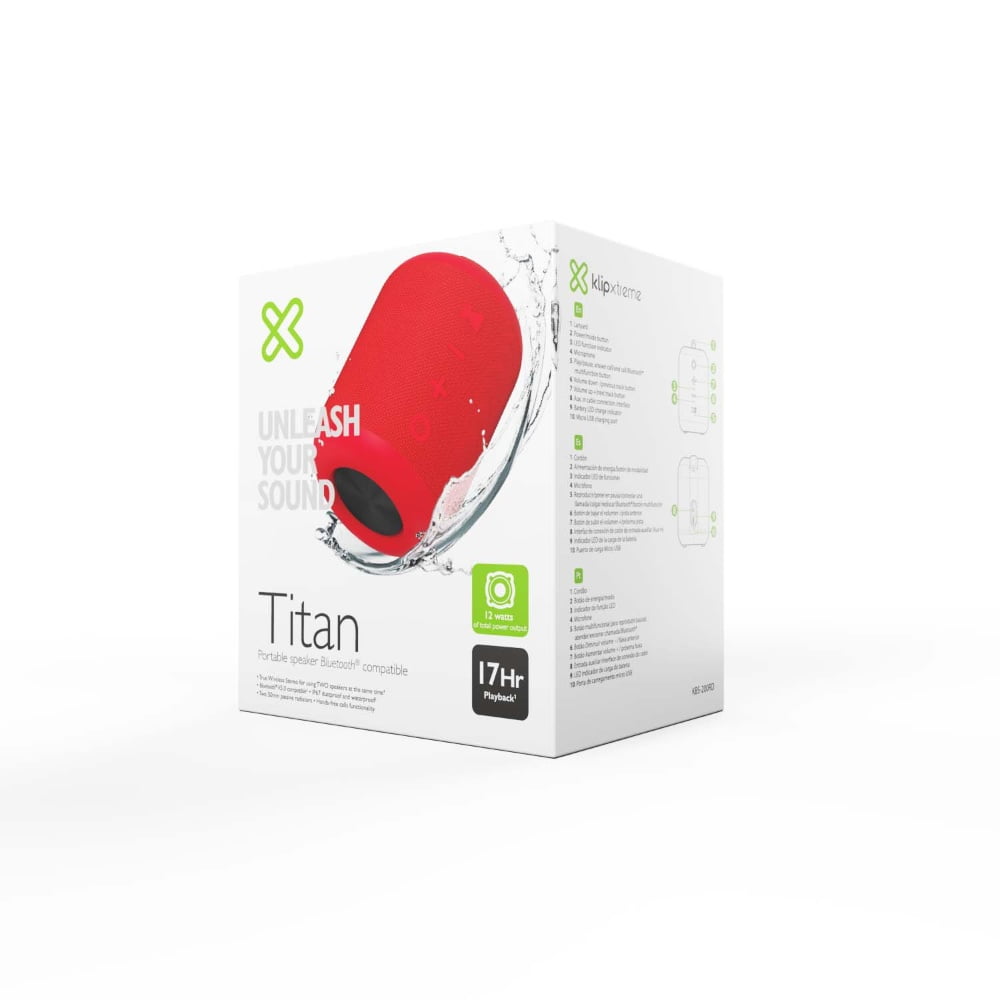 Klip Xtreme Titan KBS-200 - Altavoz - para uso portátil - inalámbrico - Bluetooth - rojo · KBS-200RD