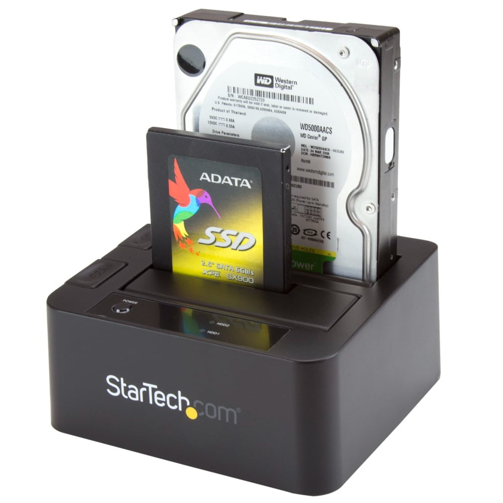 StarTech.com Dual-Bay USB 3.0 eSATA to SATA Hard Drive Docking Station, USB Hard Drive Dock, External 2.53.5 SATA IIIIII, SSDHDD Docking Station, Hot-Swap Hard Drive Bays - Top-Loading - Controlador de almacenamiento - 2.5", 3.5" - SATA 6Gb/s - eSATA 6Gb/s, USB 3.0 - negro - para P/N: SVA12M5NA · SDOCK2U33EB