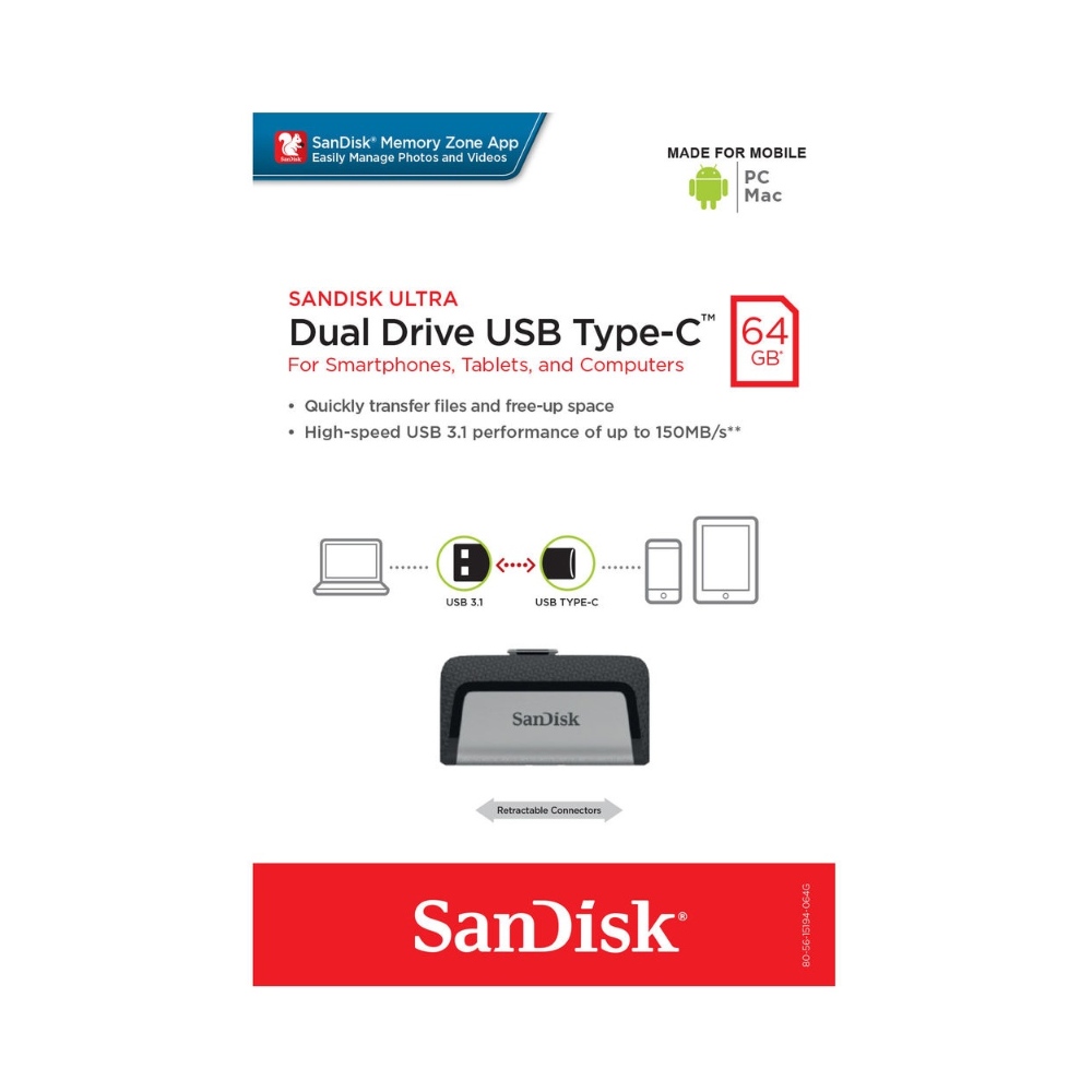SanDisk Ultra Dual, Unidad flash USB-C a USB-A de 64 GB, USB 3.1 Gen 1 · SDDDC2-064G-G46 - Imagen 6