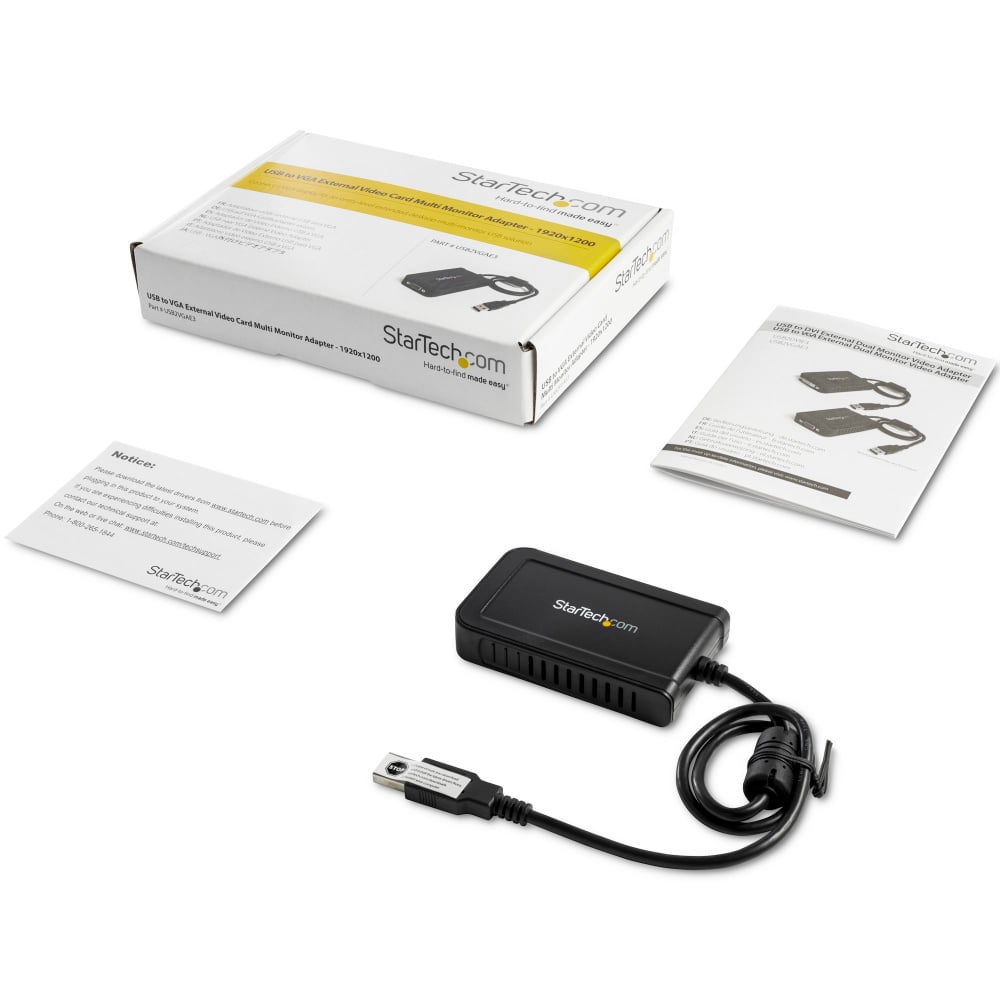 StarTech.com Adaptador de Vídeo Externo USB a VGA - Cable Conversor - Tarjeta Gráfica Externa - Hembra HD15 - Macho USB A - 1920x1200 - Adaptador USB / VGA - Conforme a la TAA - USB (M) a HD-15 (VGA) (H) - USB 2.0 - 50 cm - admite 1920x1200 (WUXGA) - gris - para P/N: MXT101MM · USB2VGAE3
