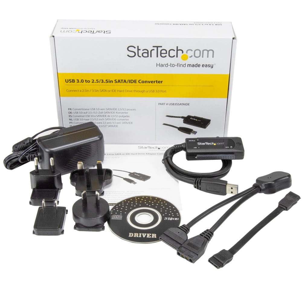 StarTech.com Adaptador Convertidor SATA IDE 2,5 3,5 a USB 3.0 Super Speed para Disco Duro HDD - Serial ATA USB A - Controlador de almacenamiento - ATA / SATA - USB 3.0 - negro - para P/N: PEXUSB3S42V, PEXUSB3S44V · USB3SSATAIDE