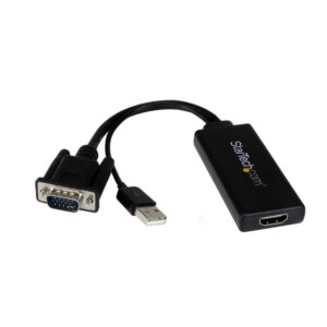 StarTech.com Adaptador Conversor VGA a HDMI con Audio USB y Alimentación - Cable Convertidor Móvil de HD15 a HDMI - 1080p - Vídeo conversor - VGA - HDMI - negro · VGA2HDU