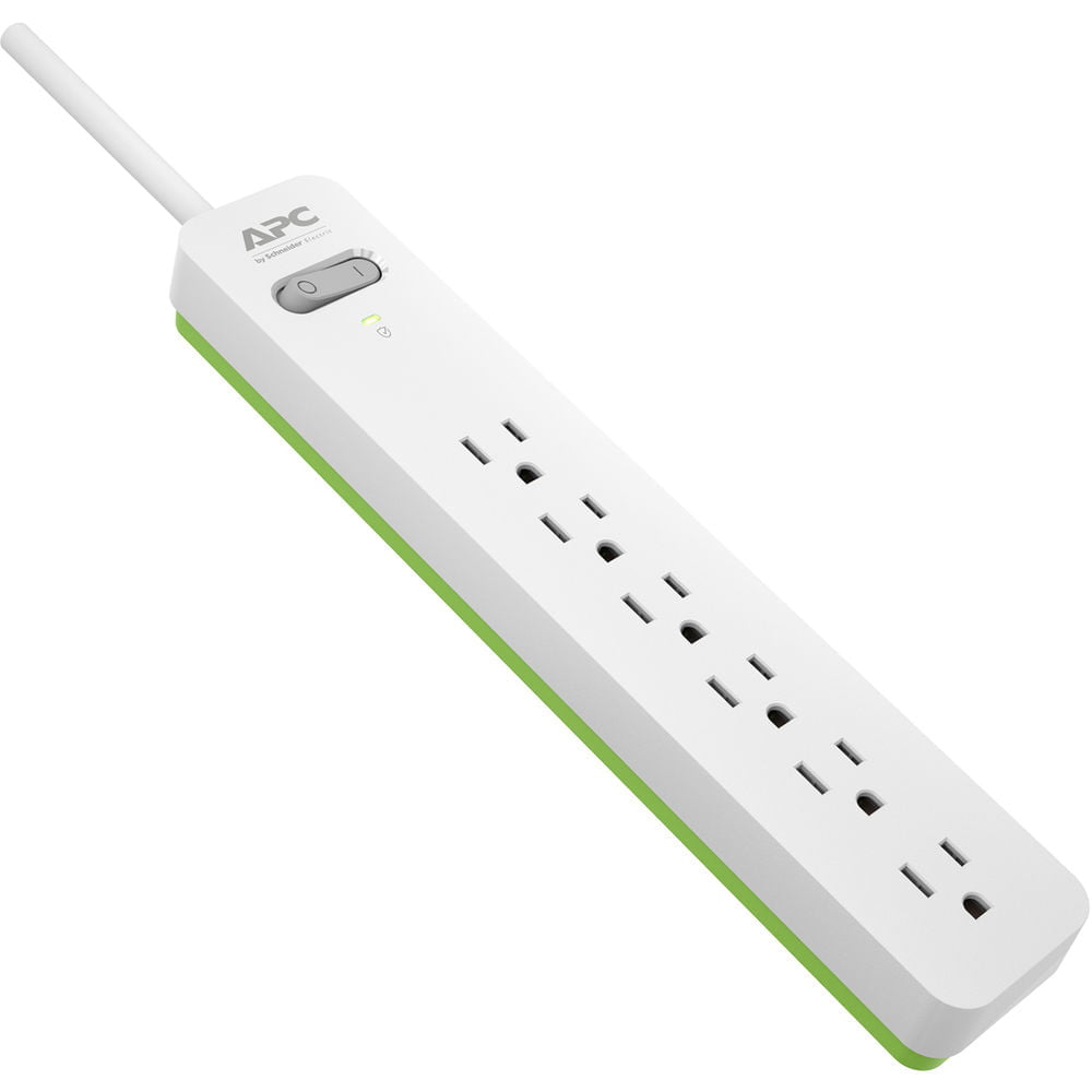 APC Essential SurgeArrest, Protector de voltaje, 6 Salidas, 6ft, 120V, Blanco · PE66W