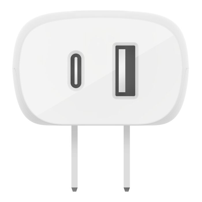 Belkin BoostCharge, Cargador de pared doble con cable Lightning a USB-C, 37 W · WCB007dq1MWH-B5