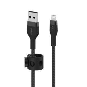 Belkin BoostCharge Pro Flex, Cable trenzado USB-A a Lightning, (1 m, negro) · CAA010bt1MBK