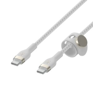 Belkin BoostCharge Pro Flex, Cable trenzado USB-C a USB-C, (2 m, blanco) · CAB011bt2MWH
