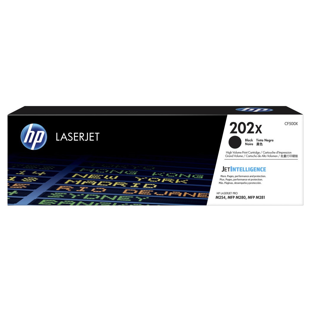 HP 202X, Cartucho de tóner de Alto rendimiento para Color LaserJet Pro, Negro · CF500X