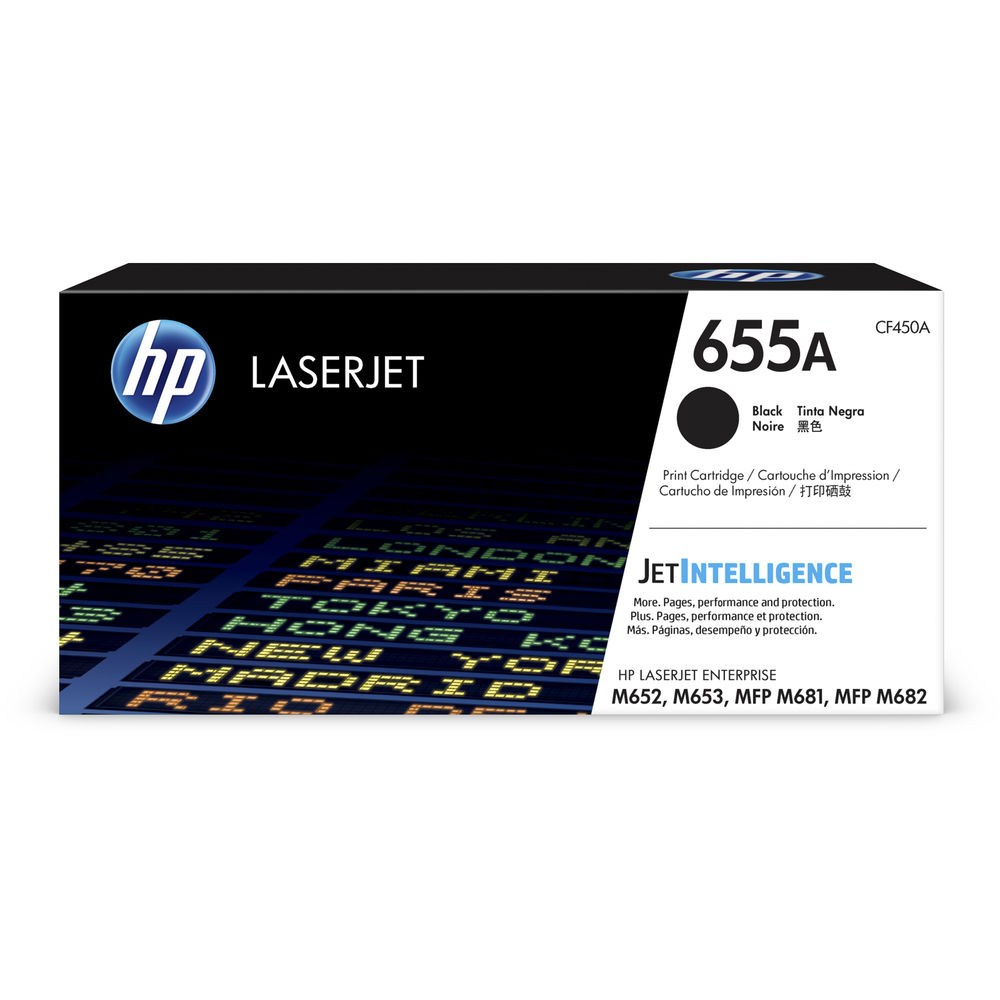HP 655A, Cartucho de tóner de Alto rendimiento para LaserJet, Negro · CF450A
