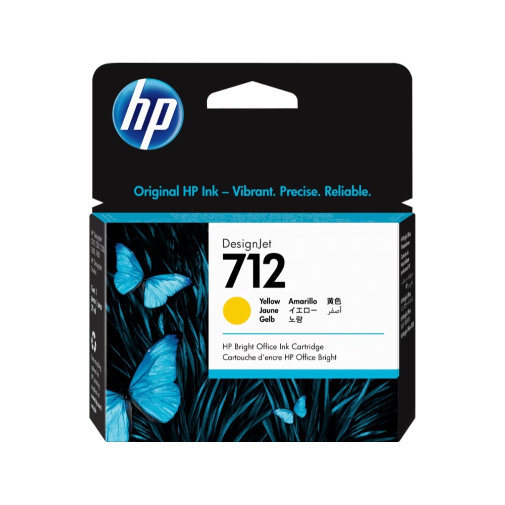 HP 712, Cartucho de tinta para DesignJet, 29 ml, Amarillo · 3ED69A