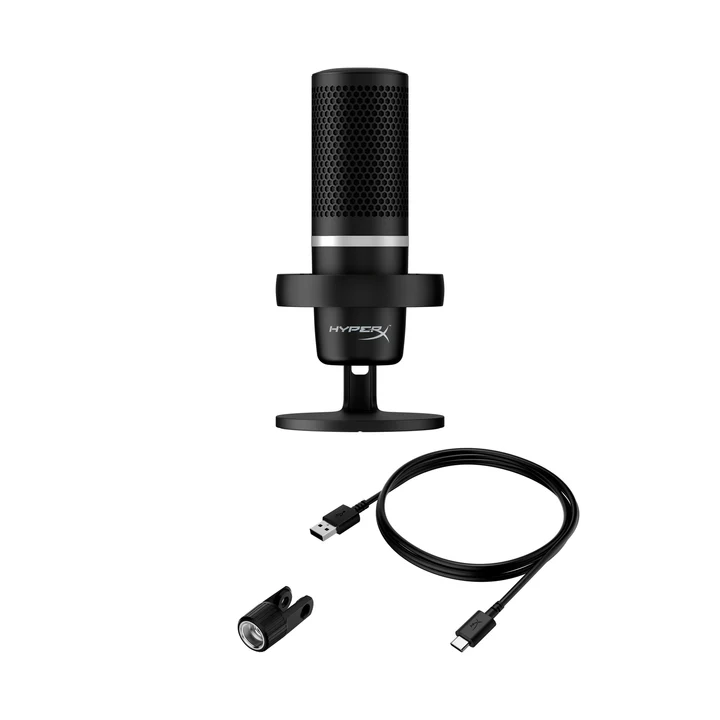 HyperX DuoCast, Micrófono USB, Anillo RGB, Negro · 4P5E2AA