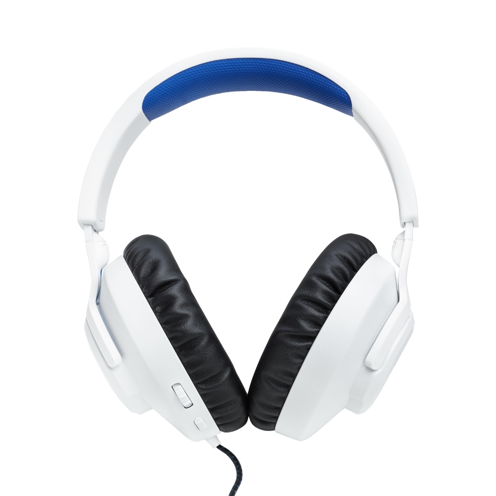 JBL Quantum 100P Console, Auriculares Gaming con cable 3.5mm y micrófono desmontable (Blanco) · JBLQ100PWHTBLUAM