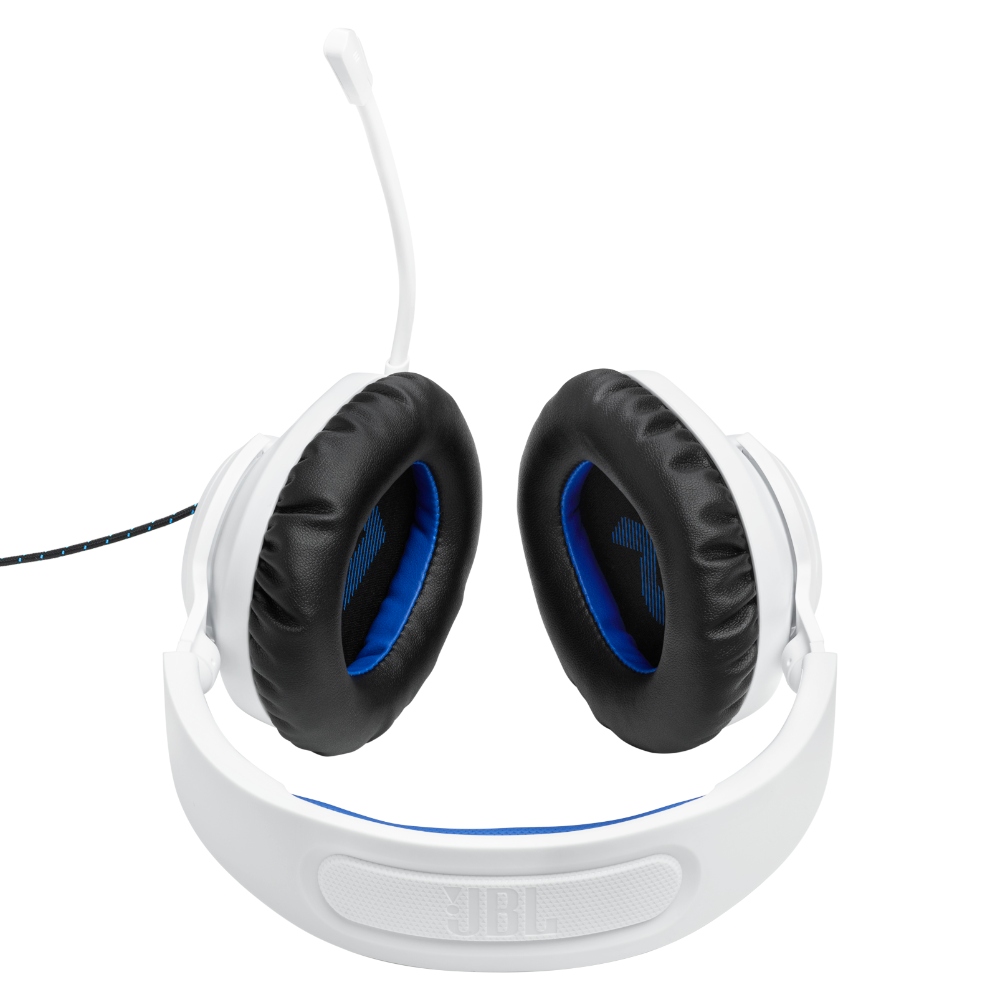 JBL Quantum 100P Console, Auriculares Gaming con cable 3.5mm y micrófono desmontable (Blanco) · JBLQ100PWHTBLUAM