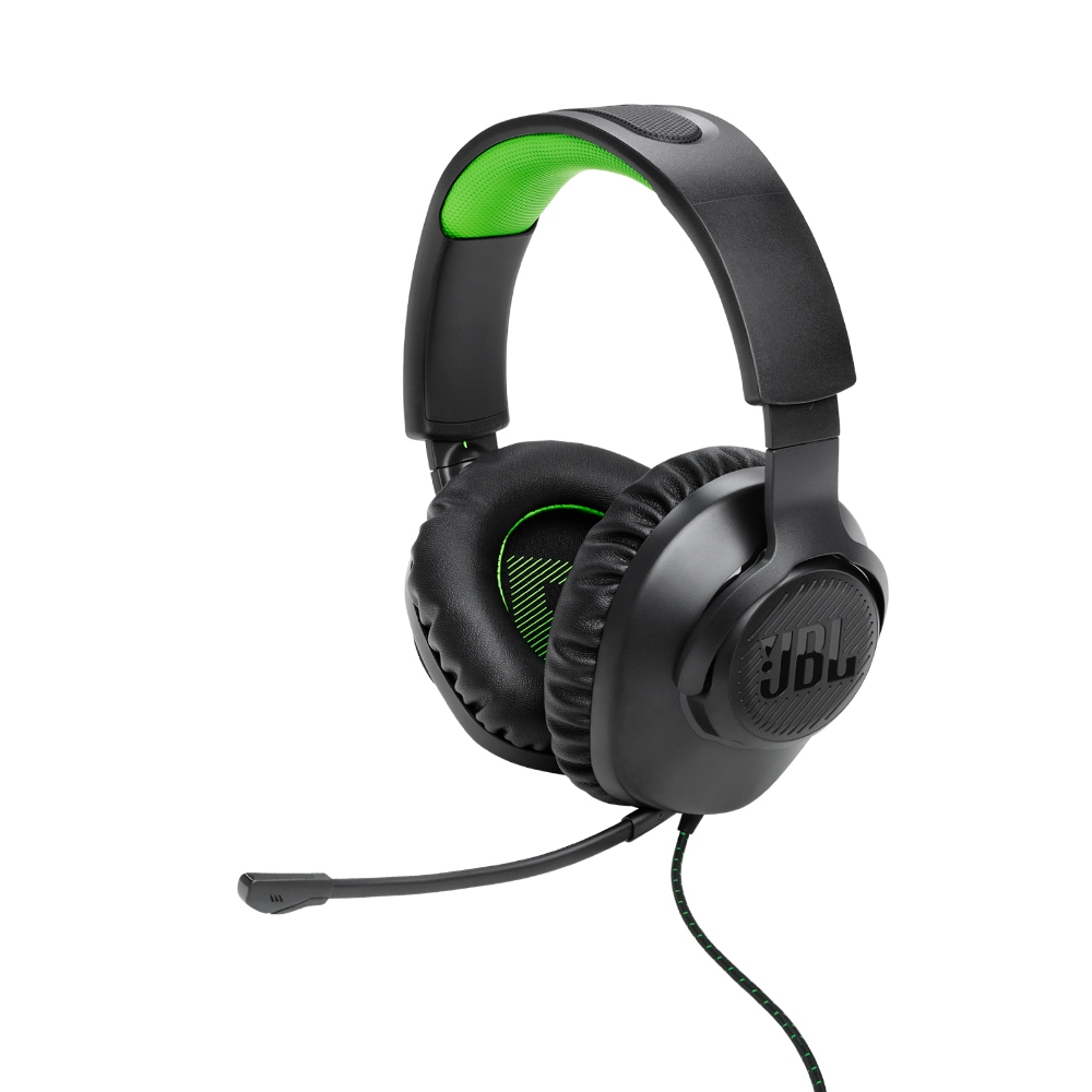 JBL Quantum 100X Console, Auriculares Gaming con cable 3.5mm y micrófono desmontable (Negro) · JBLQ100XBLKGRNAM