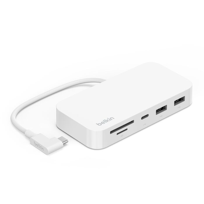 Belkin Connect, Adaptador multipuerto USB-C 6 en 1, 2x USB-A/USB-C/RJ45/Lector de tarjetas · INC011ttWH