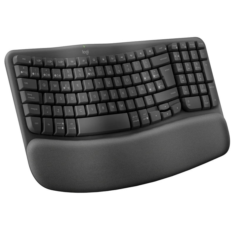Logitech Wave Keys for Business, Teclado Ergonómico Inalámbrico, Logi Bolt USB, Bluetooth, Español, Grafito · 920-012325