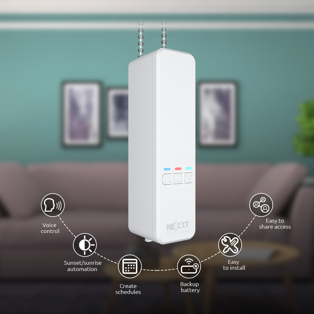 Nexxt Home, Controlador de persianas motorizado con batería de recargable, Wi-Fi · NHA-B100