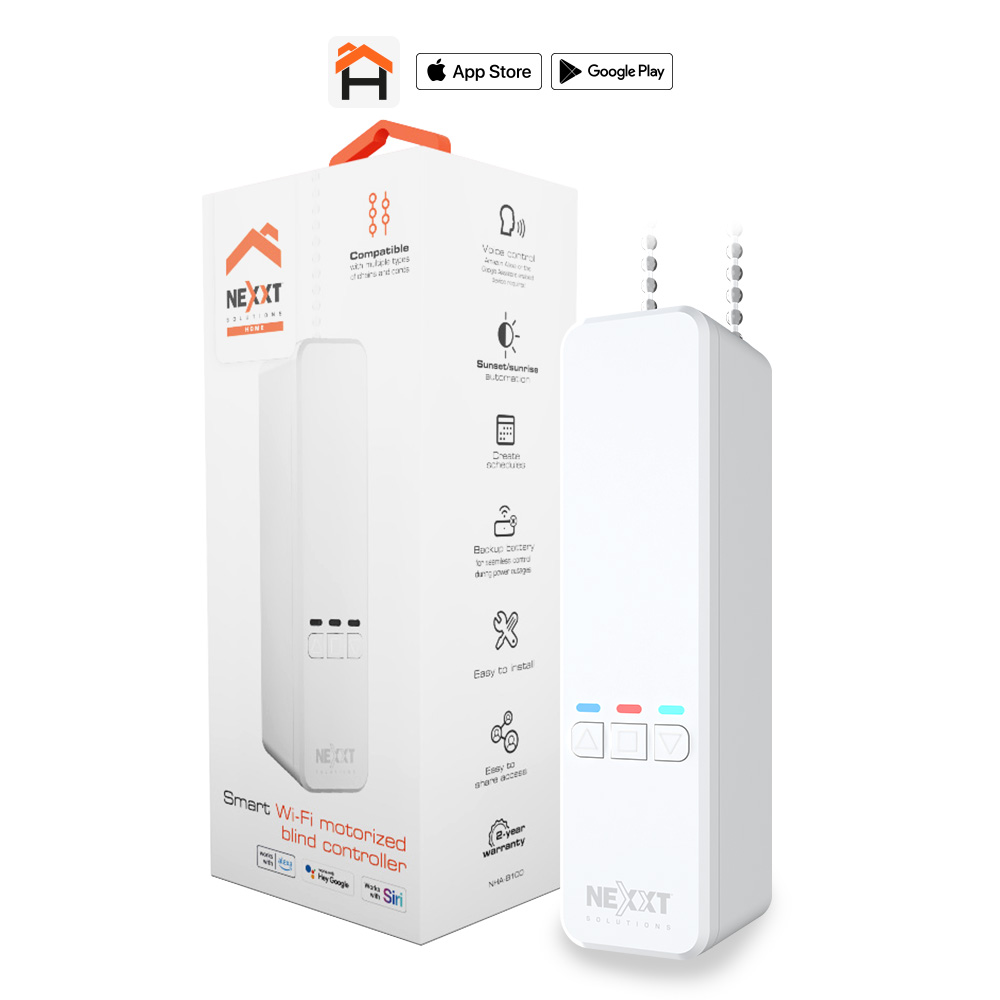 Nexxt Home, Controlador de persianas motorizado con batería de recargable, Wi-Fi · NHA-B100