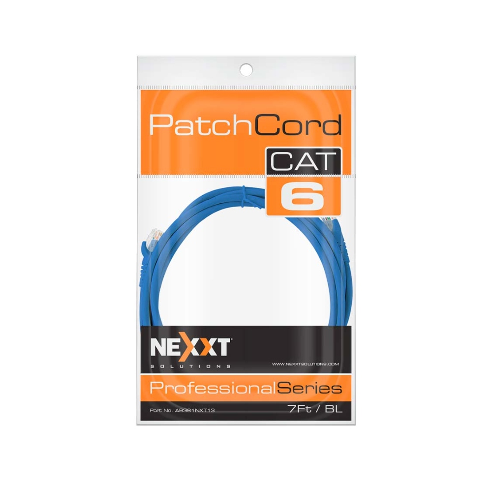 Nexxt Infraestructura, Cable Patch Cord Cat.6, UTP, Multifilar, 7 ft, Azul · AB361NXT13