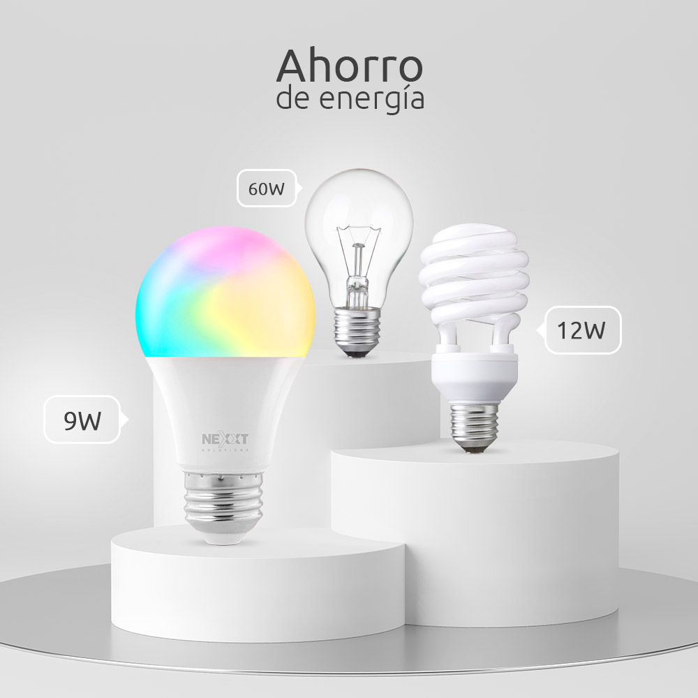 Nexxt Solutions, Paquete de 2 Bombillas LED RGB inteligente Wi-Fi, 800 Lumen, 110V · NHB-C1102PK