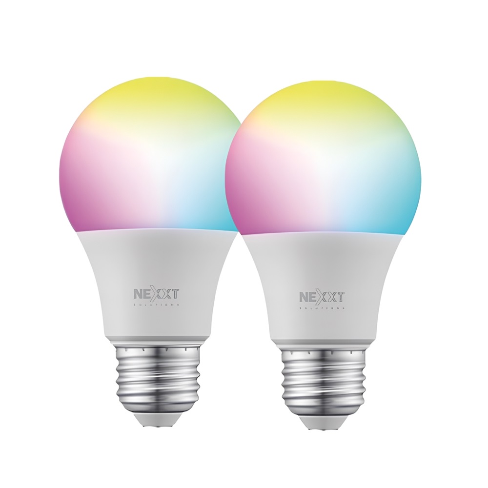 Nexxt Solutions, Paquete de 2 Bombillas LED RGB inteligente Wi-Fi, 800 Lumen, 110V · NHB-C1102PK