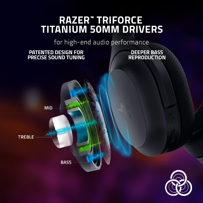Razer Barracuda, Auricular inalámbrico Gaming Multiplataforma, Bluetooth, USB-C, Cableado 3.5mm, Negro · RZ04-03790100-R3U1