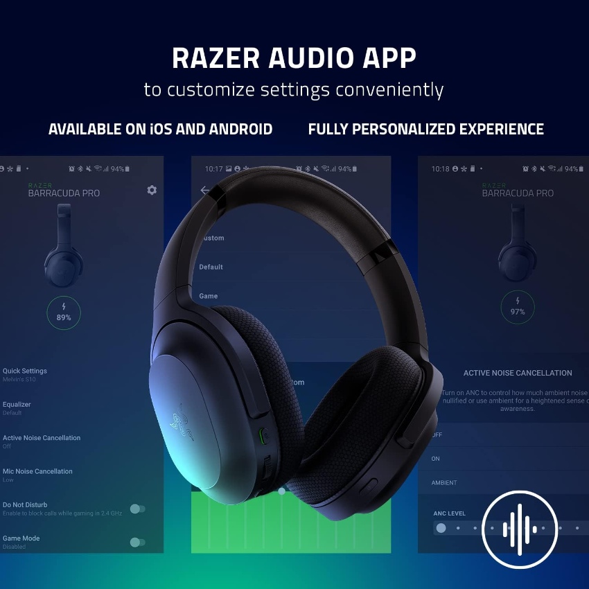 Razer Barracuda, Auricular inalámbrico Gaming Multiplataforma, Bluetooth, USB-C, Cableado 3.5mm, Negro · RZ04-03790100-R3U1