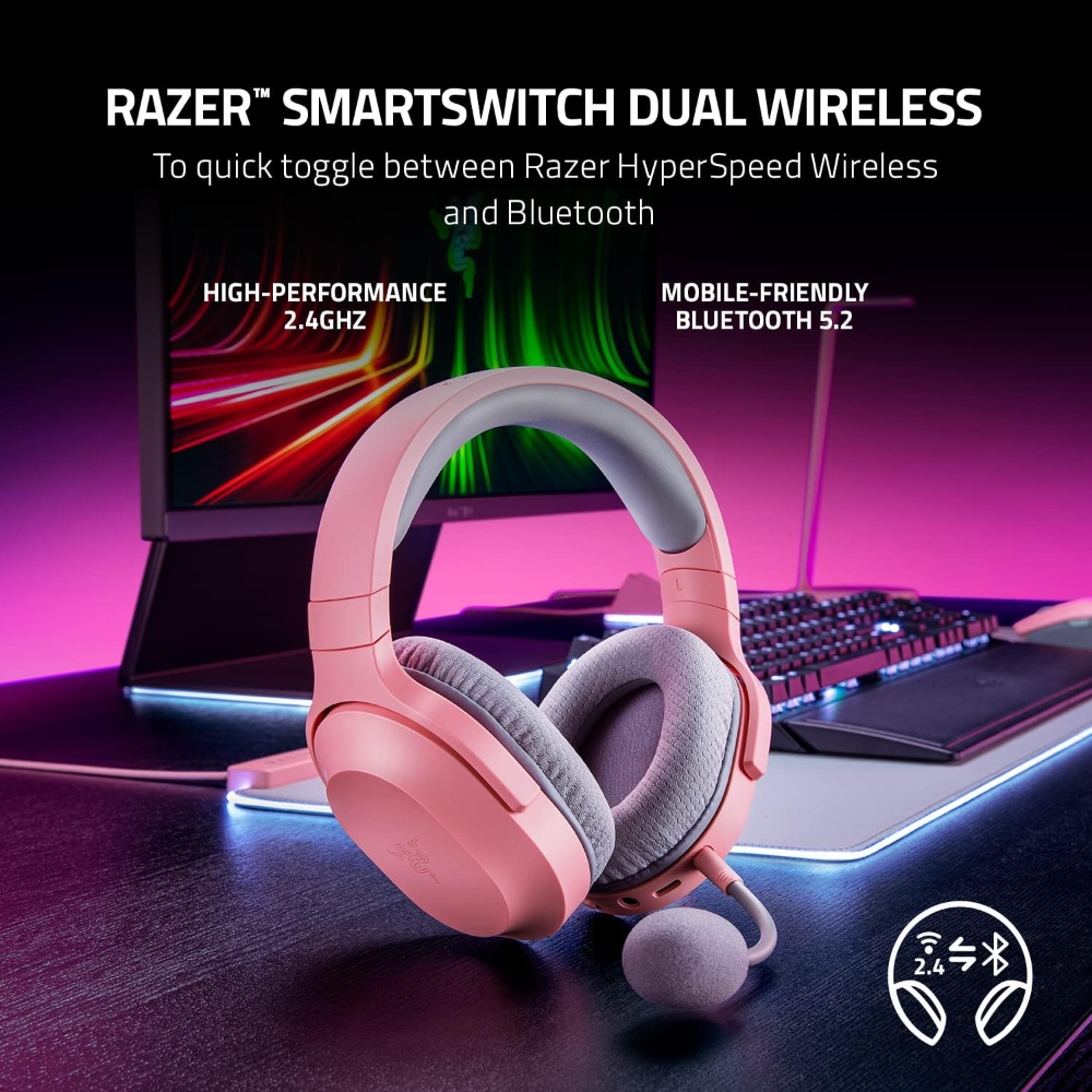 Razer Barracuda X, Auricular inalámbrico Gaming Multiplataforma, Bluetooth, USB-C, Cableado 3.5mm, Quartz · RZ04-04430300-R3U1