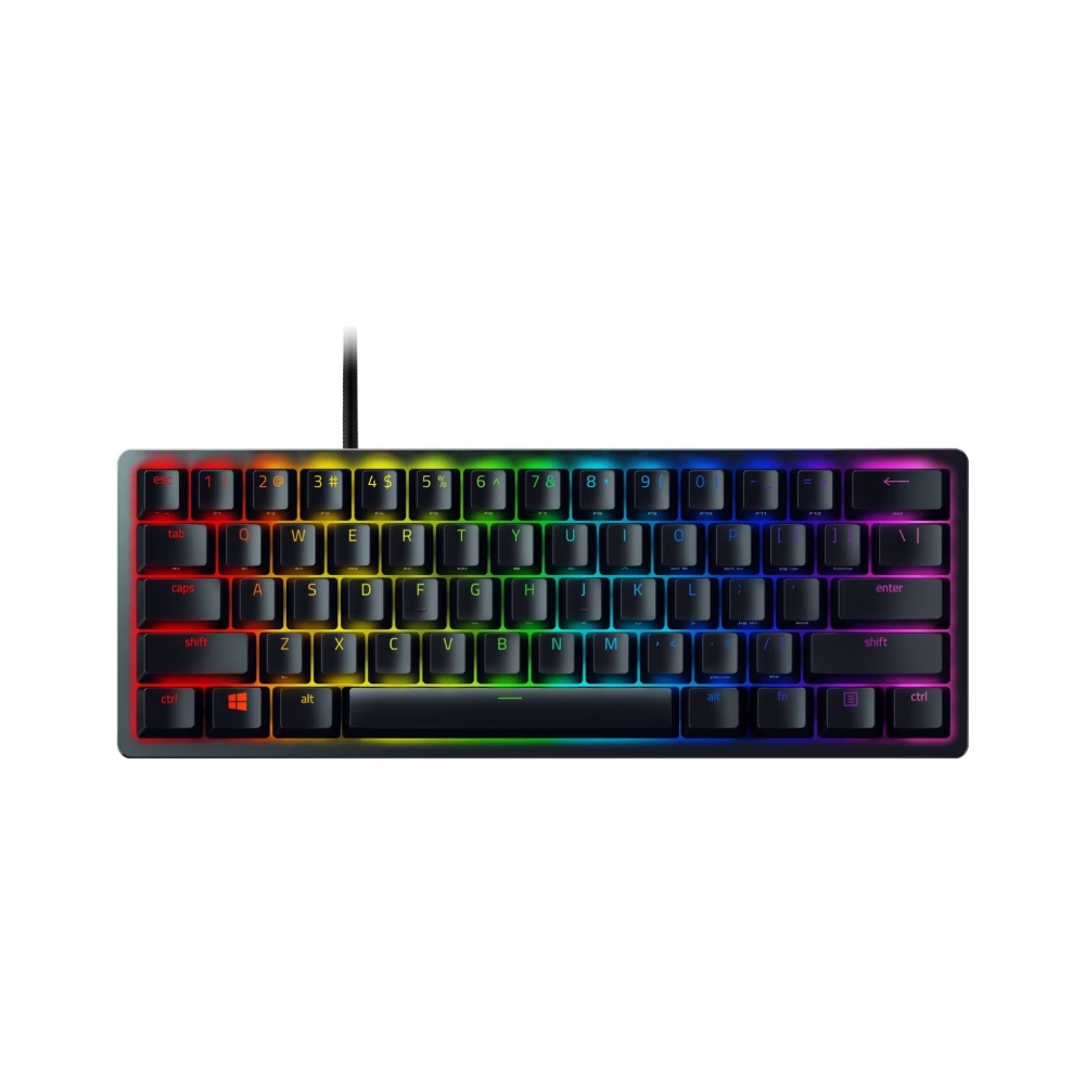 Razer Huntsman Mini 60%, Teclado Gaming Mecánico, Razer Optical lineale Switch (Red), Cableado, USB-C, RGB, Inglés, Negro · RZ03-03390200-R3M1