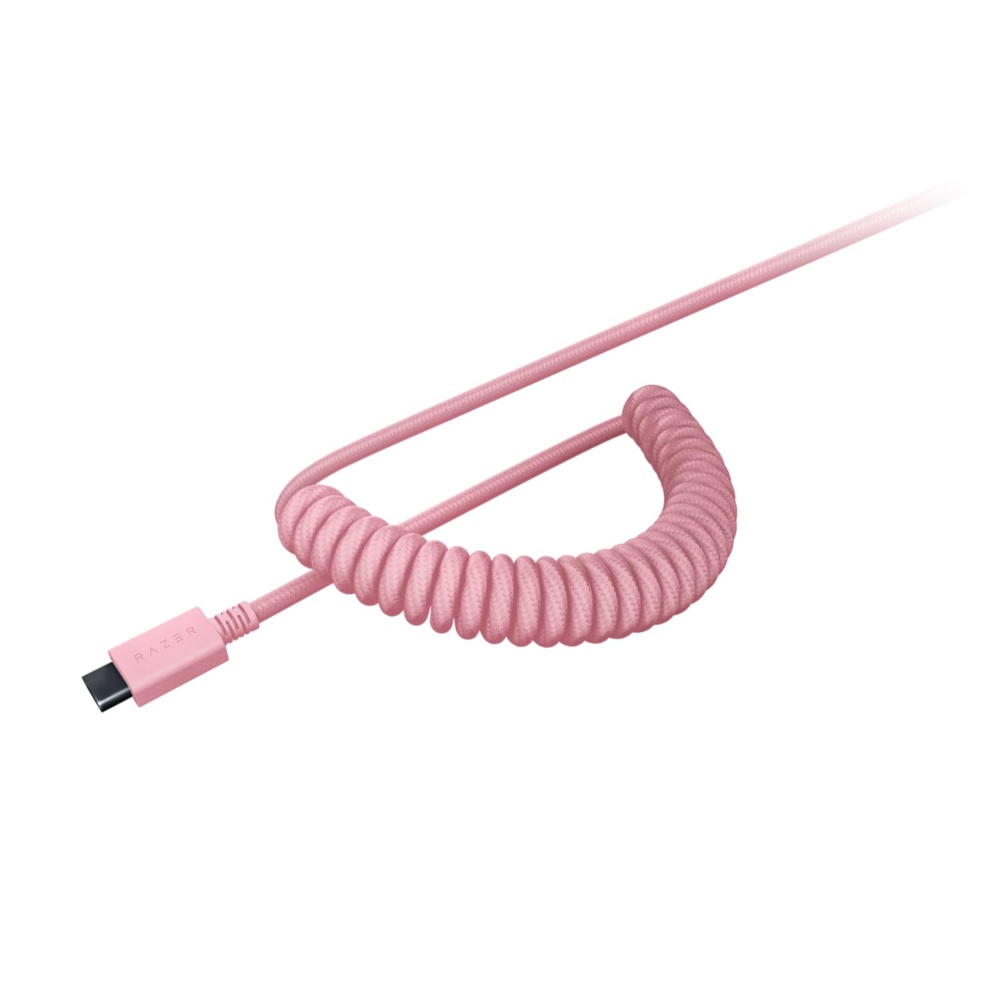 Razer Pbt Keycap Upgrade Set + Coiled Cable, Juego de mejoras de teclas PBT con cable Trenzado, Quartz Pink · RC21-01491000-R3M1