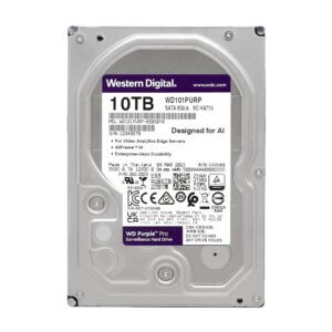Western Digital Purple Pro, Disco duro HDD para video vigilancia 10 TB de 3.5″, SATA III 6 Gb/s, 256MB Cache · WD101PURP