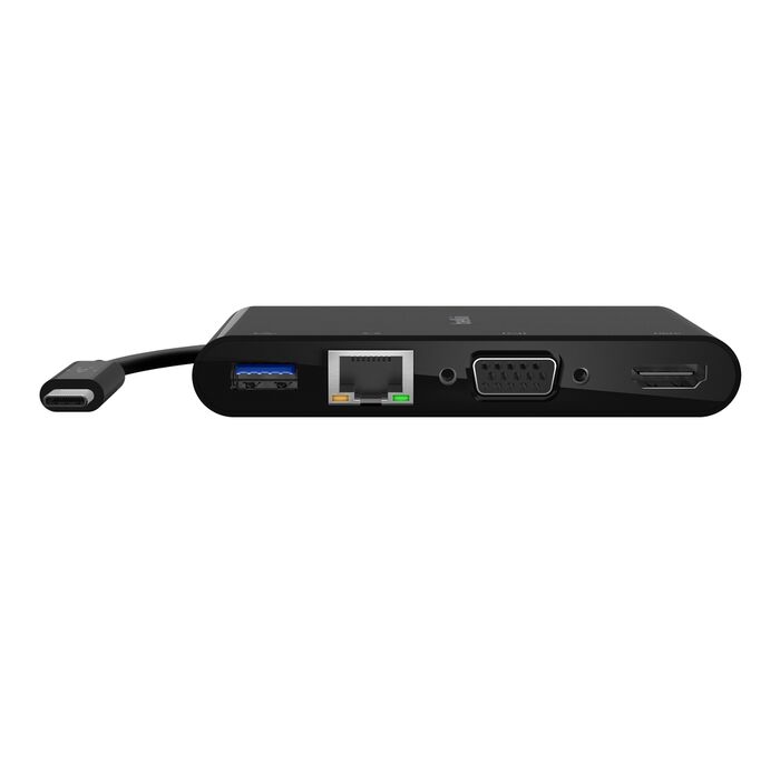 Belkin, Adaptador multimedia HDMI/VGA/Ethernet/USB-A + carga USB-C (100 W) · AVC004btBK