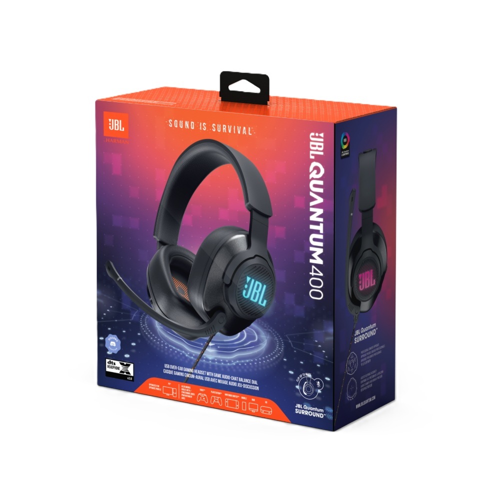 JBL Quantum 400, Auricular Gaming cableado, 3.5mm/USB · JBLQUANTUM400BLKAM