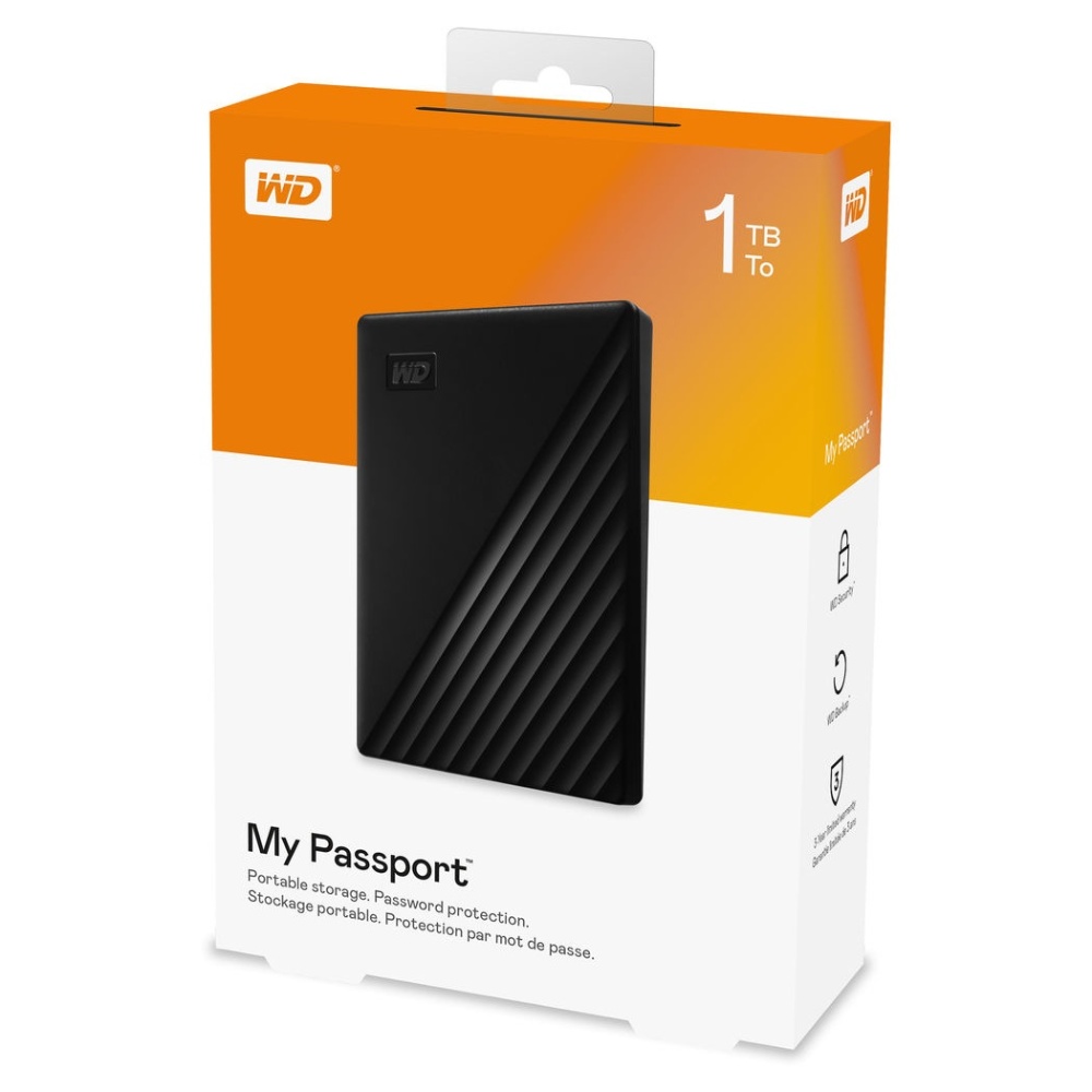Western Digital My Passport, Disco Duro Externo 1 TB, USB 3.2 Gen 1, Negro · WDBYVG0010BBK-WESN