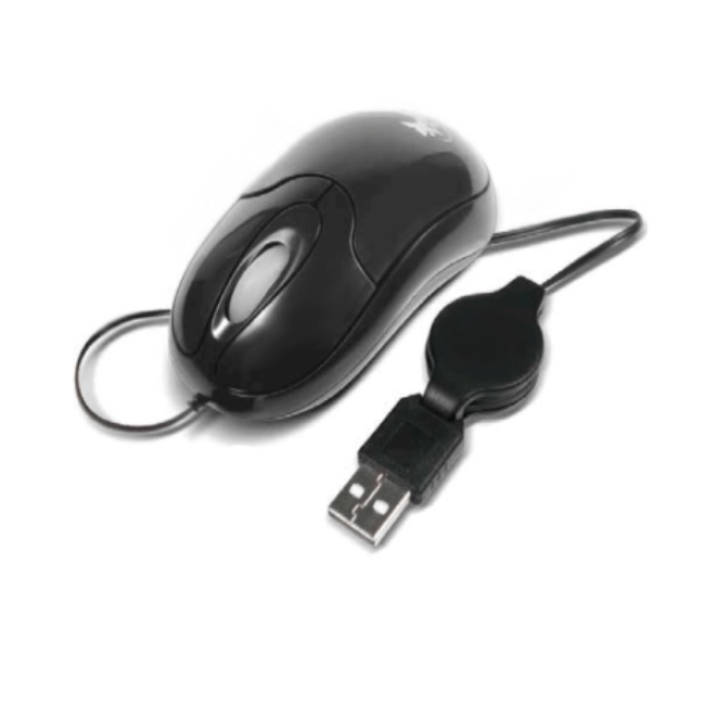 Xtech, Mouse con cable retráctil USB, 800 dpi, Negro · XTM-150