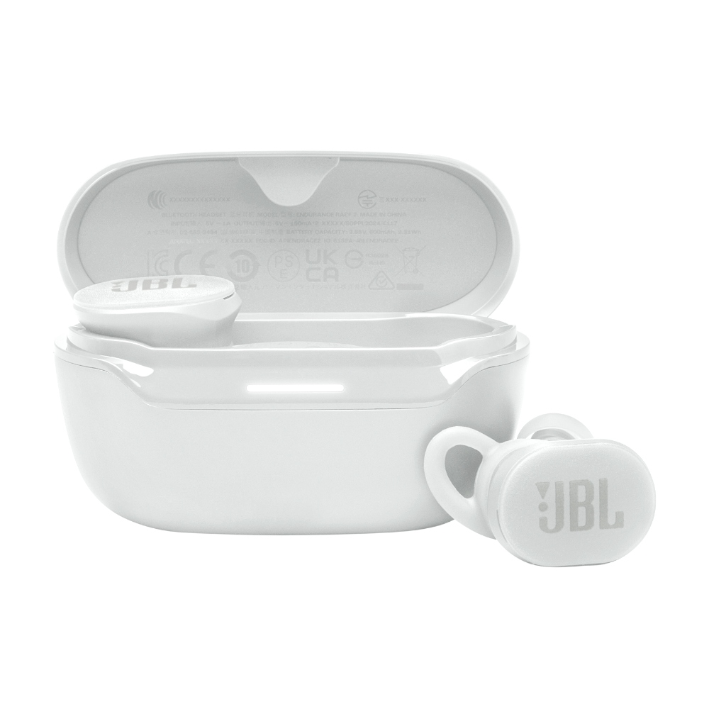 JBL Endurance Race 2, Auriculares inalámbricos deportivos con micrófono, Bluetooth, ANC, 48h (Blanco) · JBLENDURACE2WHTAM