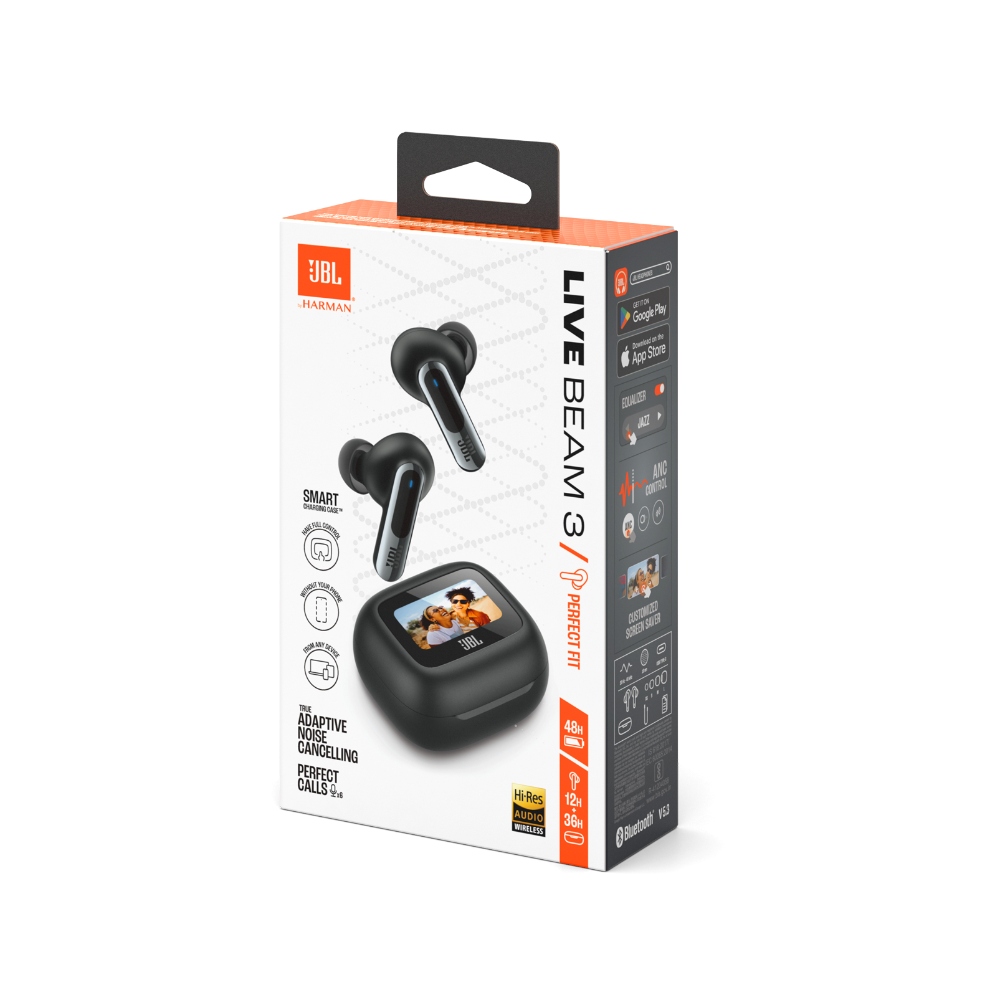 JBL Live Beam 3, Auriculares inalámbricos Bluetooth con micrófono, ANC, 48h (Negro) · JBLLIVEBEAM3BLKAM