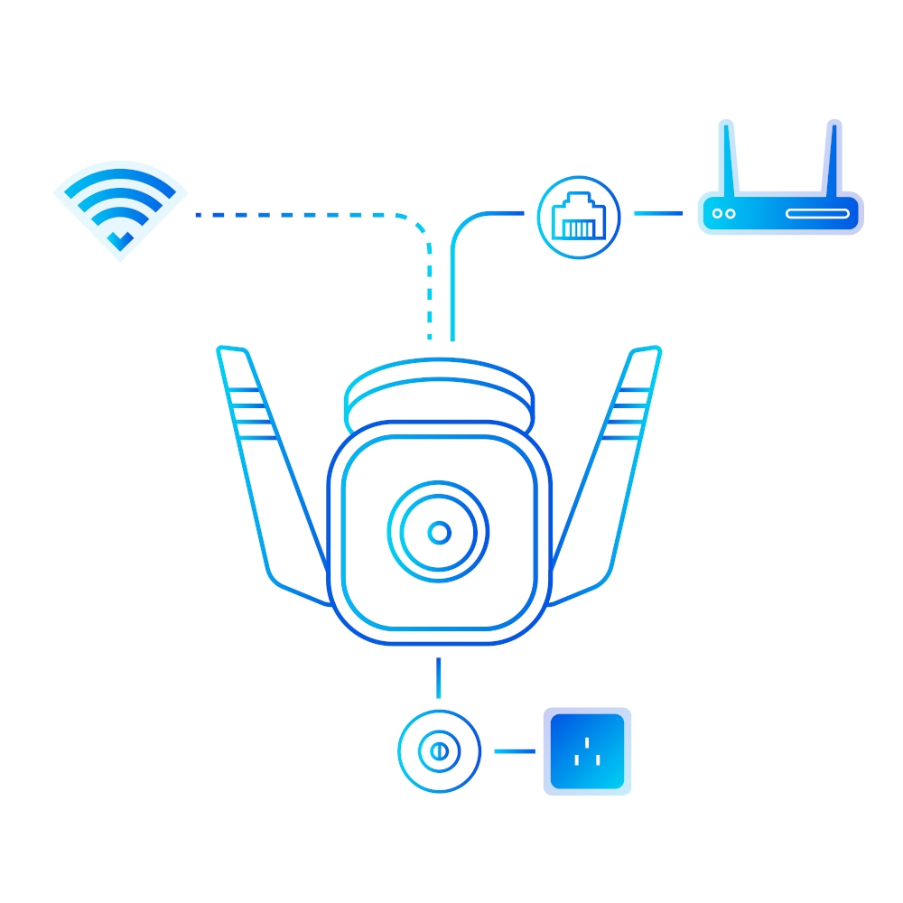 TP-Link, Cámara de vigilancia 2K 3MP, exteriores, Wi-Fi/RJ45 · TapoC310