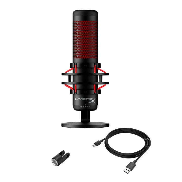HyperX QuadCast, Micrófono USB Negro/Rojo · 4P5P6AA