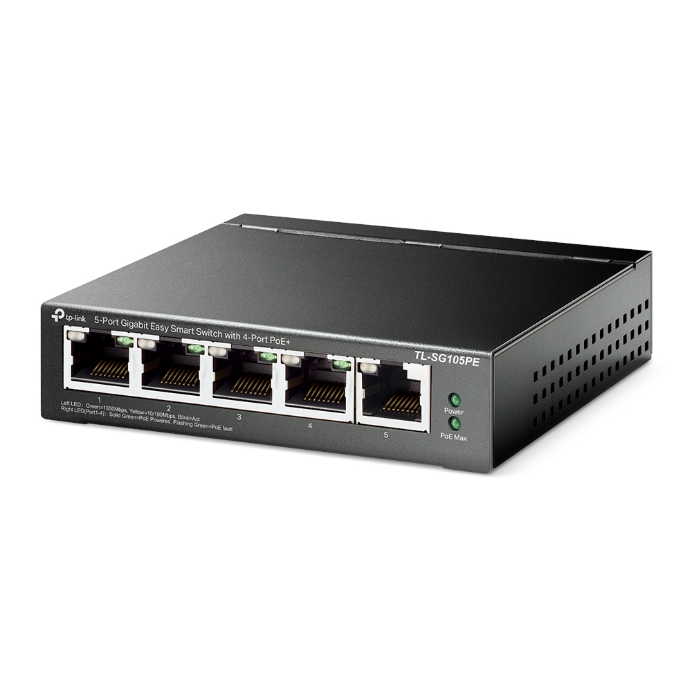 TP-Link, Switch de 5 puertos PoE+ (65 W), Gestionado , Gigabit Ethernet · TL-SG105PE