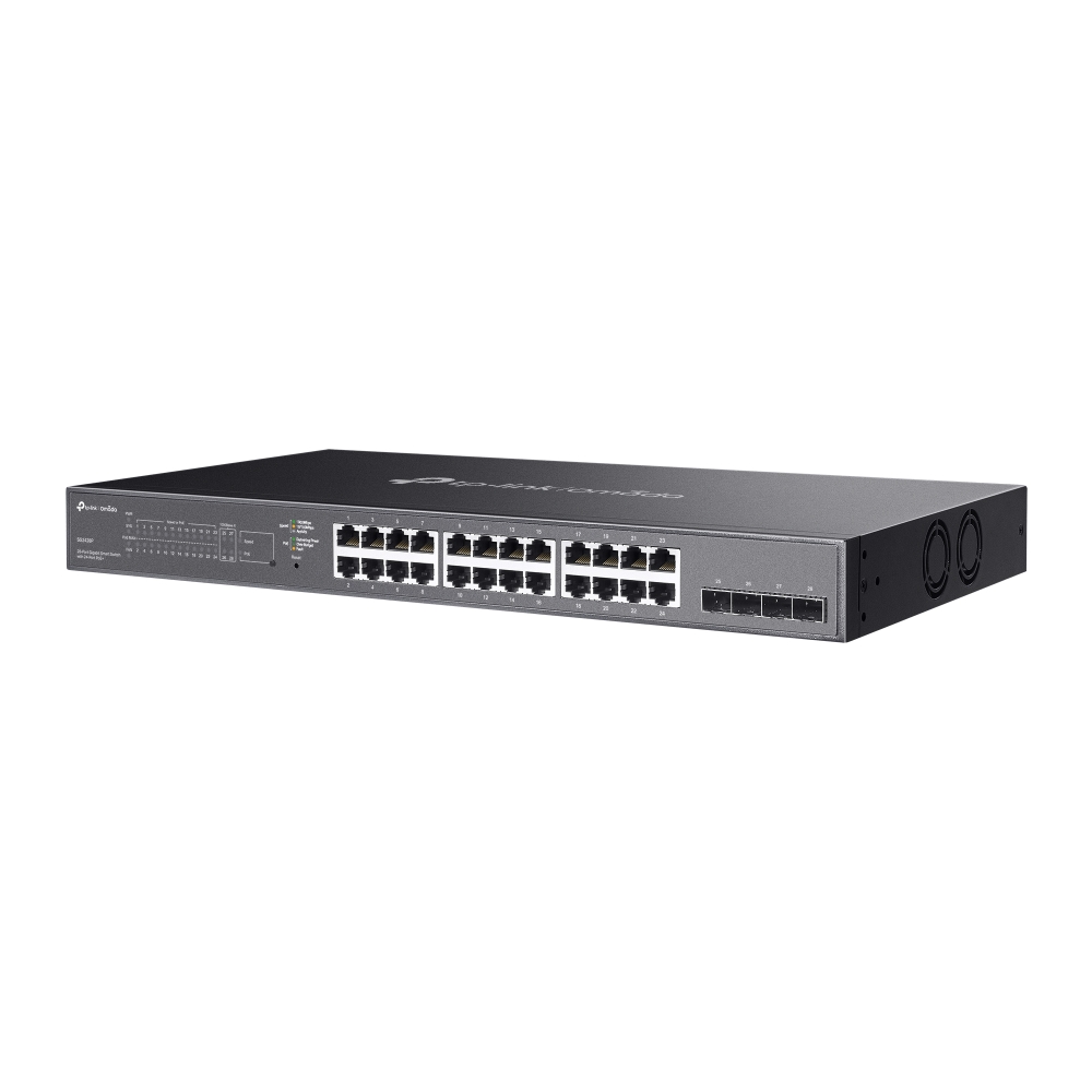 TP-Link, Switch Omada Smart de 28 puertos (24x PoE+) (4x SFP) Gigabit, Rackeable, 250 W · TL-SG2428P