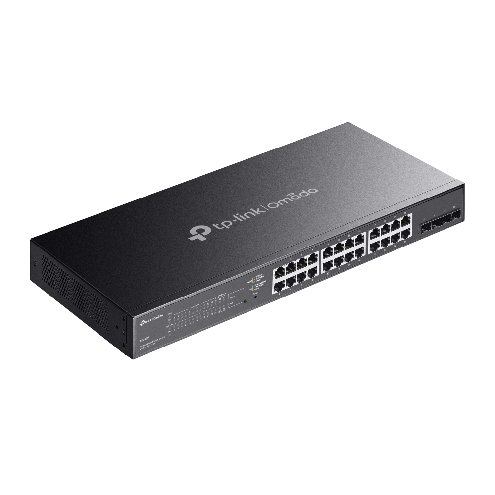 TP-Link, Switch Omada Smart de 28 puertos (24x PoE+) (4x SFP) Gigabit, Rackeable, 250 W · TL-SG2428P