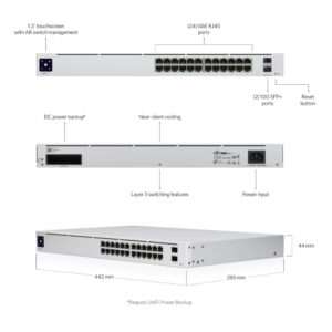 Ubiquiti UniFi Switch Gestionable capa 3, (24) Puertos GbE, (2) 10G SFP+, Rack 1U· USW-PRO-24