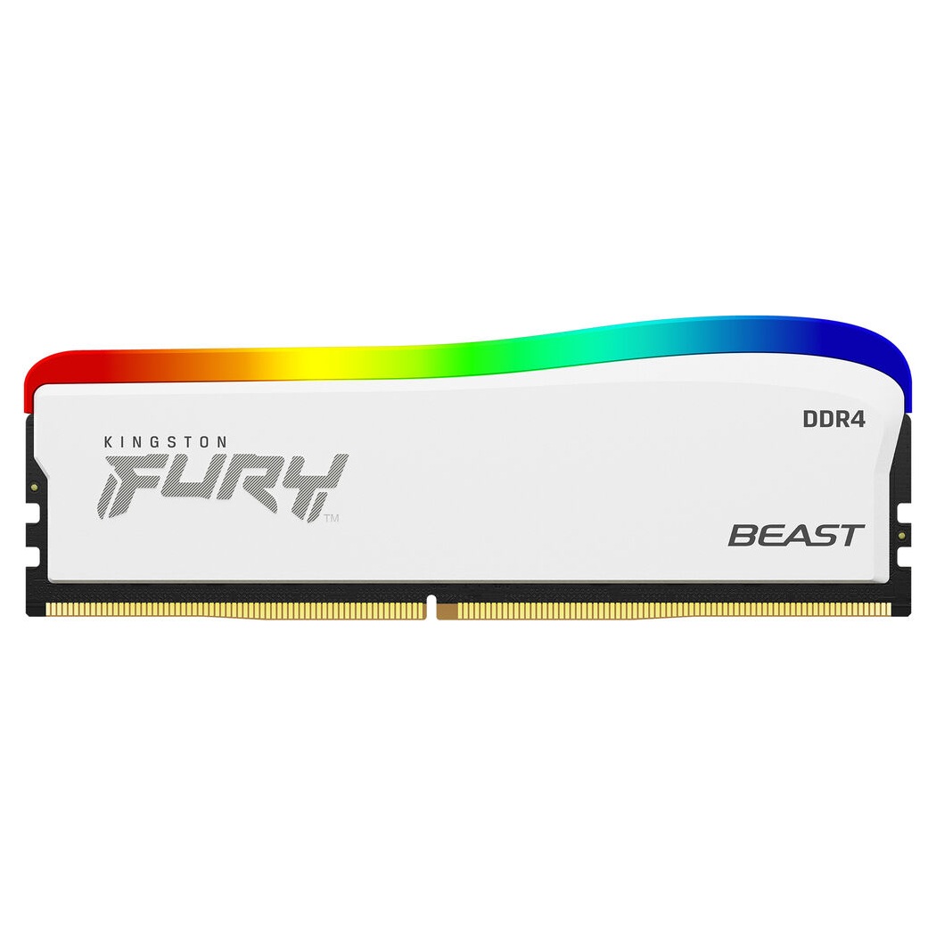 Kingston FURY Beast RGB Special Edition, Memoria RAM para PC de 8GB DDR4, 3200 MHz, 288-pin DIMM, PC4-25600, CL16, Blanco · KF432C16BWA/8