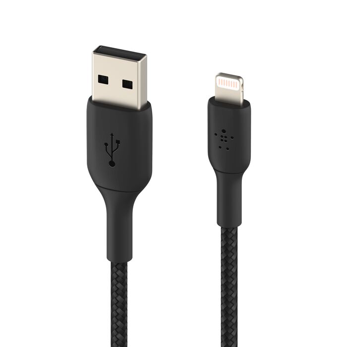 Belkin BoostCharge, Cable trenzado Lightning a USB-A, (1 m, negro) · CAA002bt1MBK