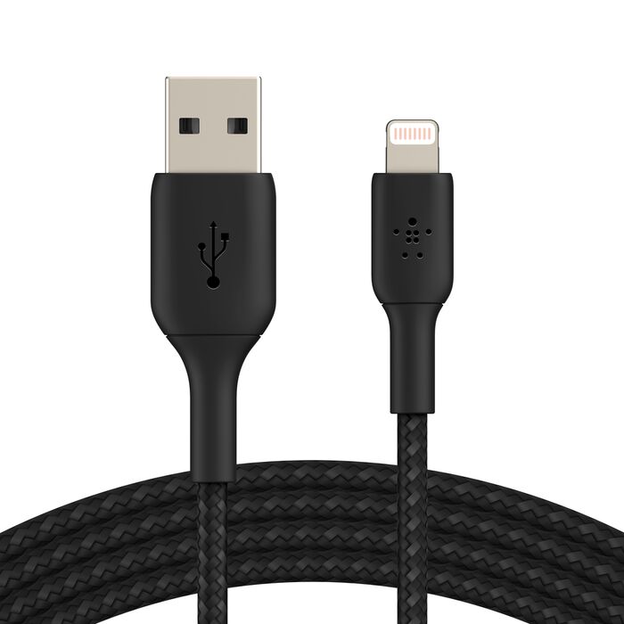 Belkin BoostCharge, Cable trenzado Lightning a USB-A, (1 m, negro) · CAA002bt1MBK