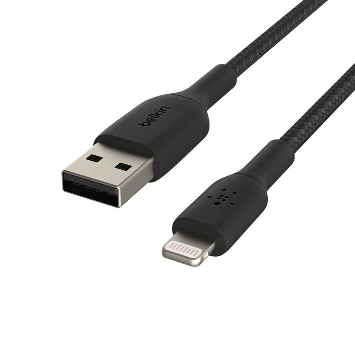 Belkin BoostCharge, Cable trenzado Lightning a USB-A, (1 m, negro) · CAA002bt1MBK