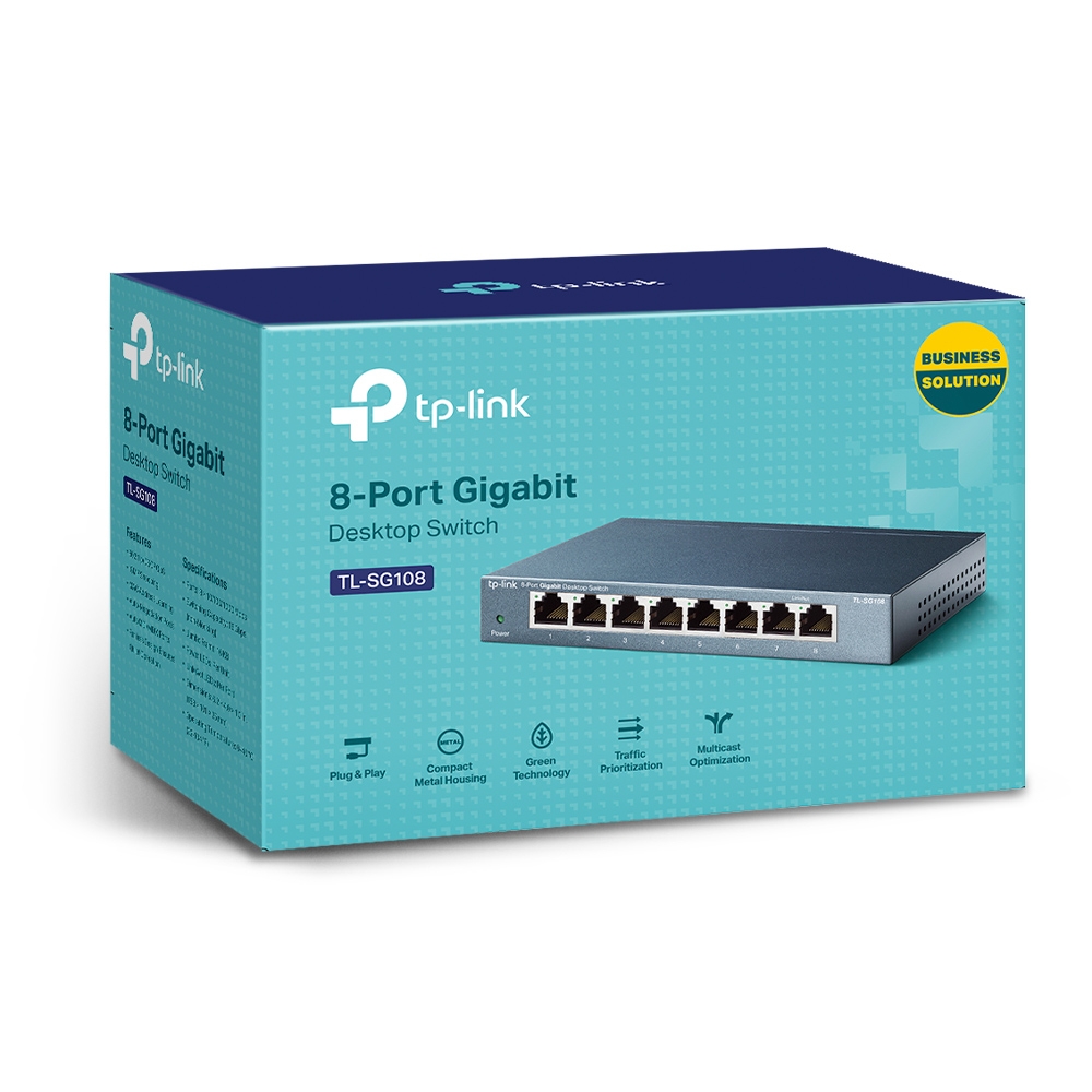 TP-Link, Switch de 8 puertos Gigabit · TL-SG108